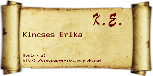 Kincses Erika névjegykártya